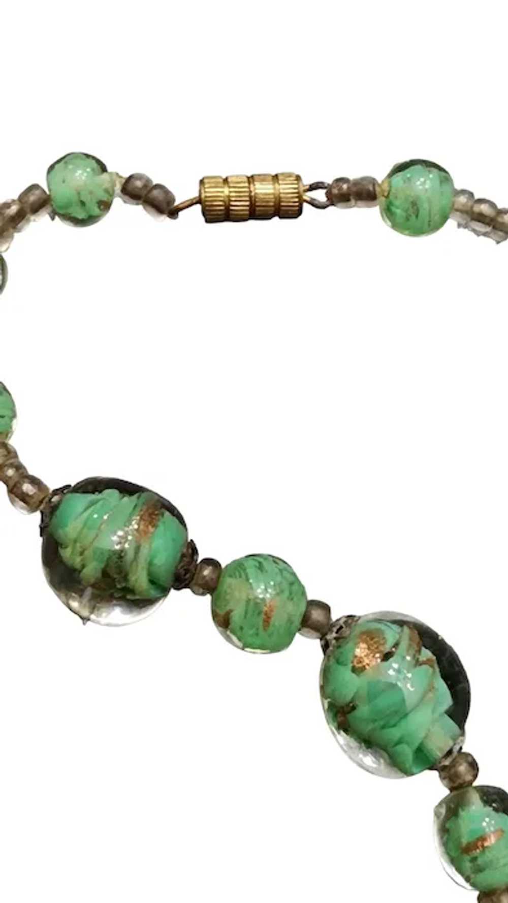 Vintage Older Bright Green Murano Glass Necklace … - image 2