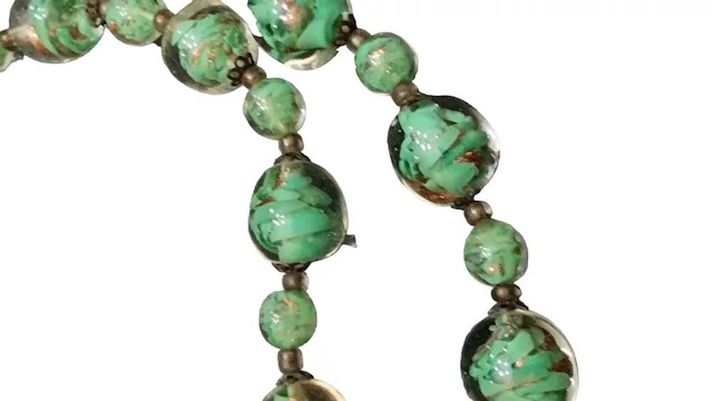 Vintage Older Bright Green Murano Glass Necklace … - image 3