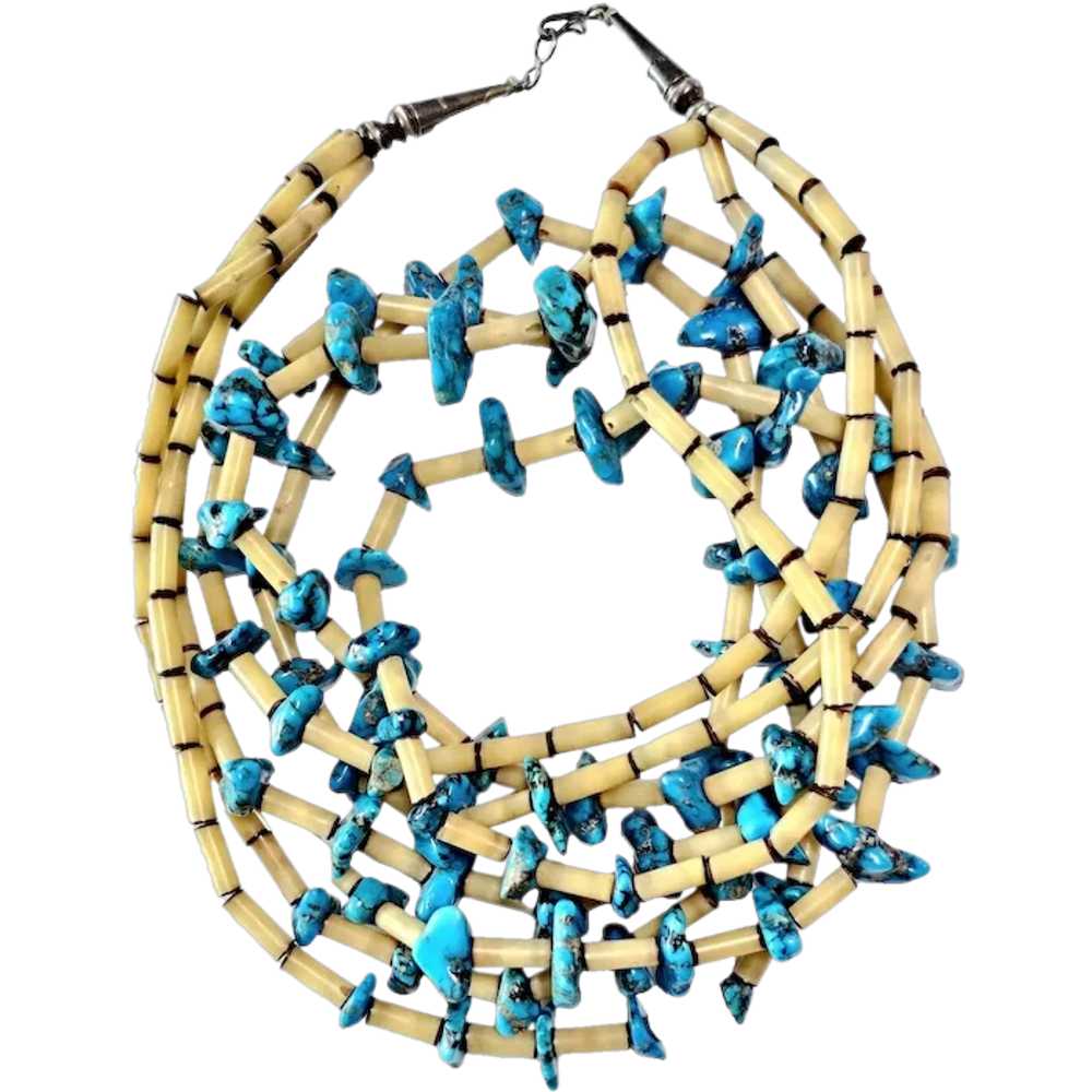 Navajo Turquoise Necklace (4) Strands Turquoise N… - image 1