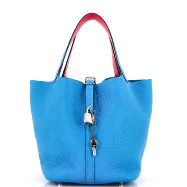 Hermes Berline Bag Perforated Swift 21 Blue 22526210