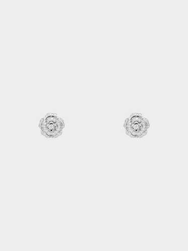 Chanel Camellia Floral CC Clip On Earrings (Black/White) - ShopStyle