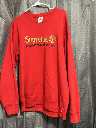 Supreme timberland best sale crewneck red