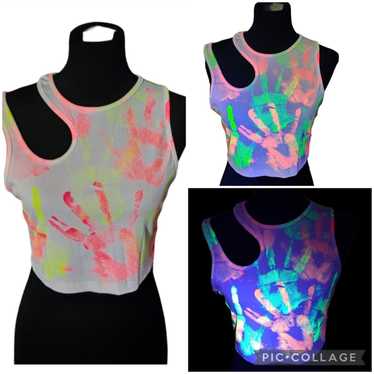 Custom Shein womens upcycled OOAK custom crop rave