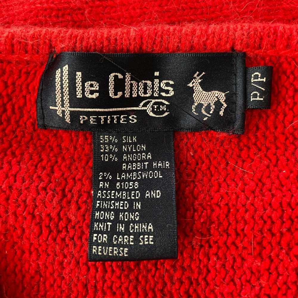 Vintage 80s Le Chois Red Silk Angora Black Beaded… - image 8