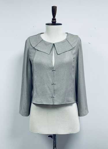 CHANEL F/W 2003 Pinstripe Ruffle Collar Blouse — Garment