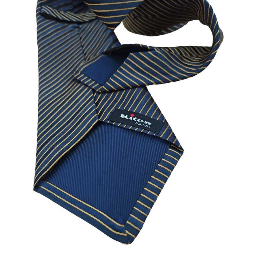 Kiton KITON NAPOLI 7FOLD Blue Striped Silk Tie IT… - image 6