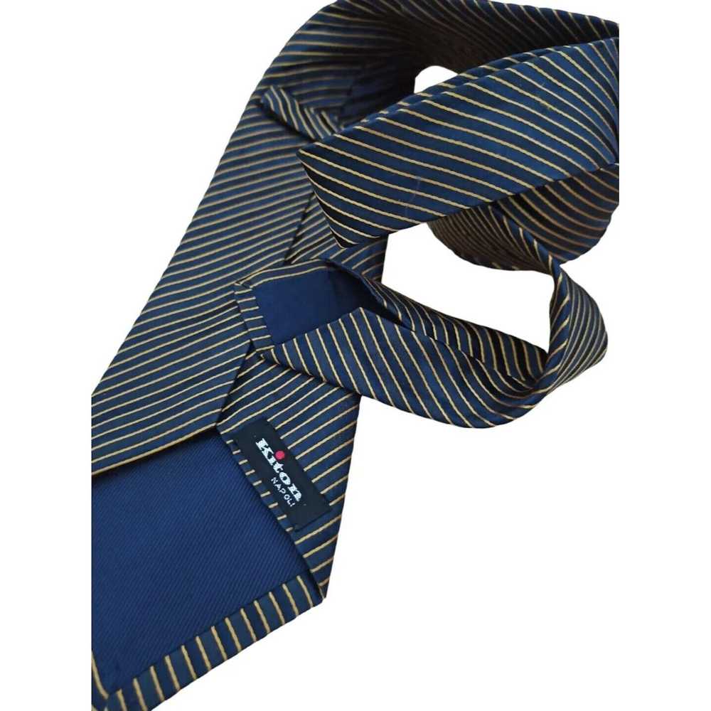Kiton KITON NAPOLI 7FOLD Blue Striped Silk Tie IT… - image 8
