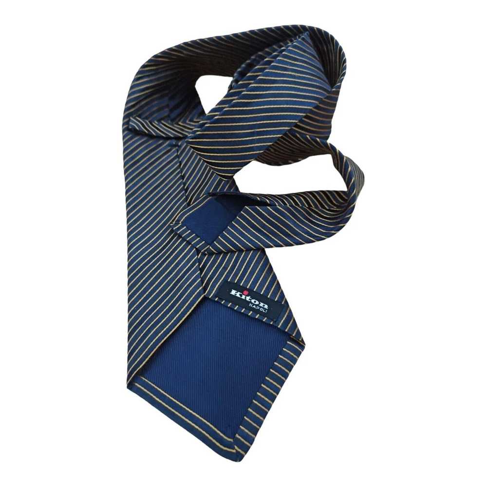 Kiton KITON NAPOLI 7FOLD Blue Striped Silk Tie IT… - image 9