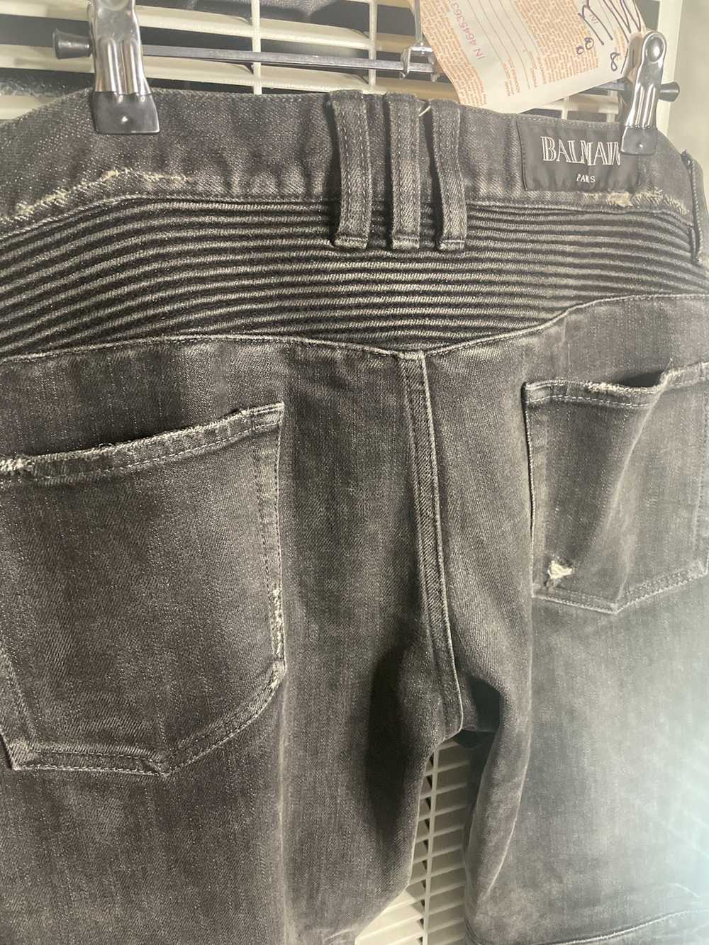 Balmain Balmain 32 Destroyed Biker Black jeans De… - image 10