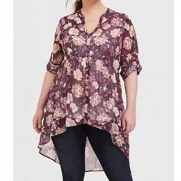 Torrid Plus size Lexie Babydoll chiffon leopard high low tunic size 2X