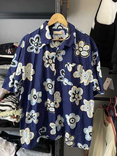 oversized open collar printed short sleeve shirt marni