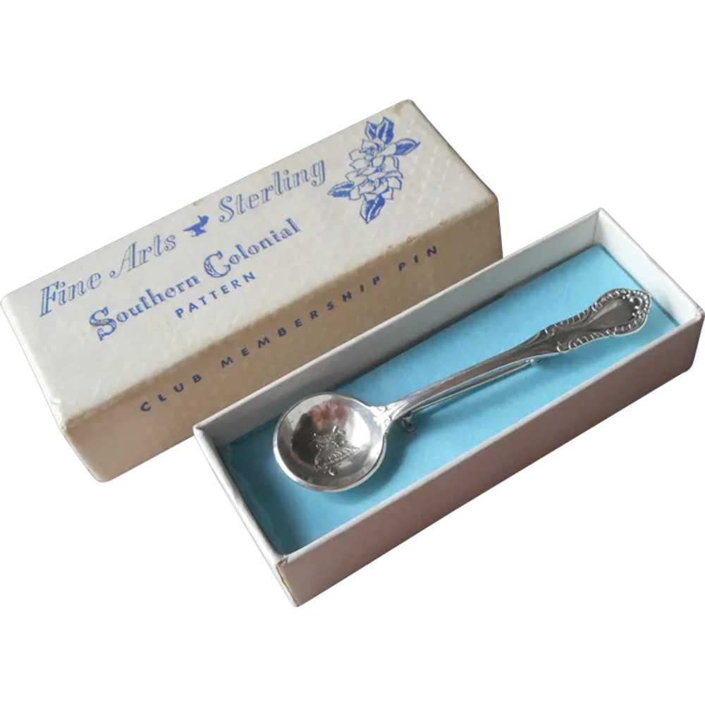 Sterling Silver Salt Spoon Pin Fine Arts Southern… - image 1
