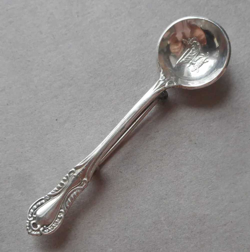 Sterling Silver Salt Spoon Pin Fine Arts Southern… - image 4