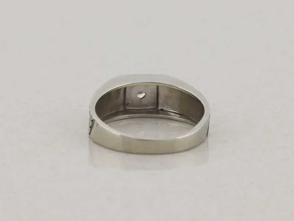 Men's 14k White Gold Diamond Ring Size 10 - image 8