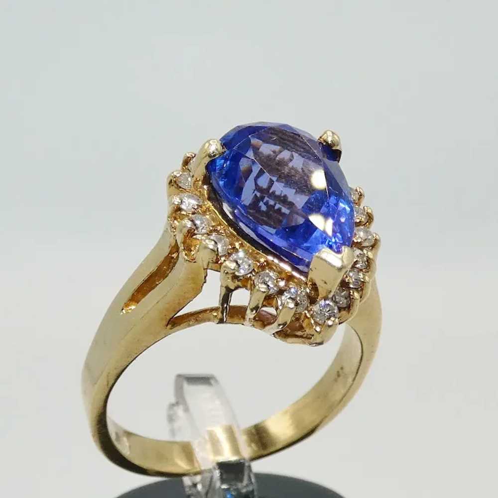 14K Gold Tanzanite & Diamond Ring - image 2