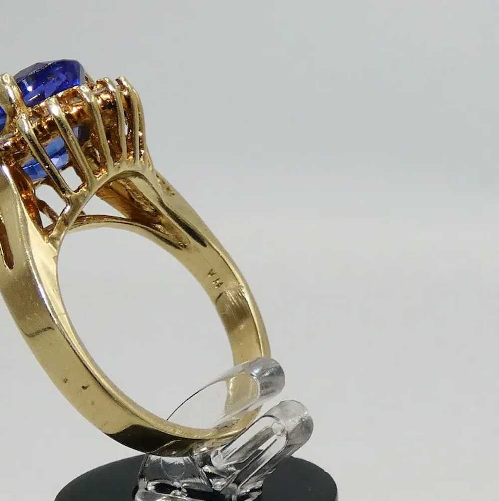 14K Gold Tanzanite & Diamond Ring - image 4