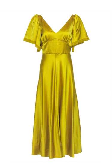 Lela Rose - Yellow Hammered Satin Midi Dress Sz 6