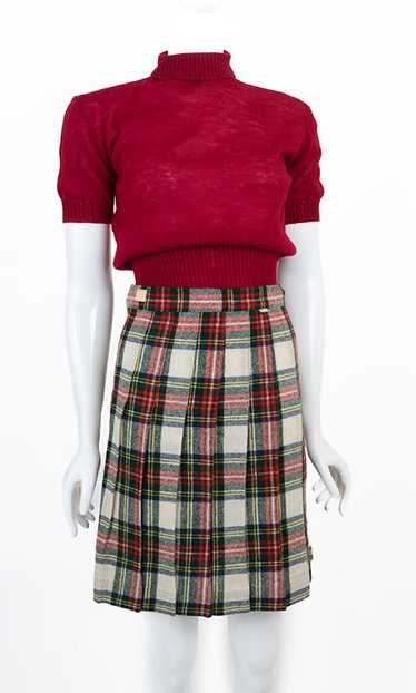 1930s Wool Plaid Pleated Skirt