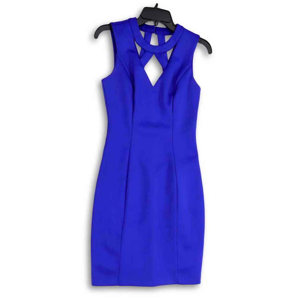 Guess Womens Blue Sleeveless Round Neck Cut Out B… - image 1