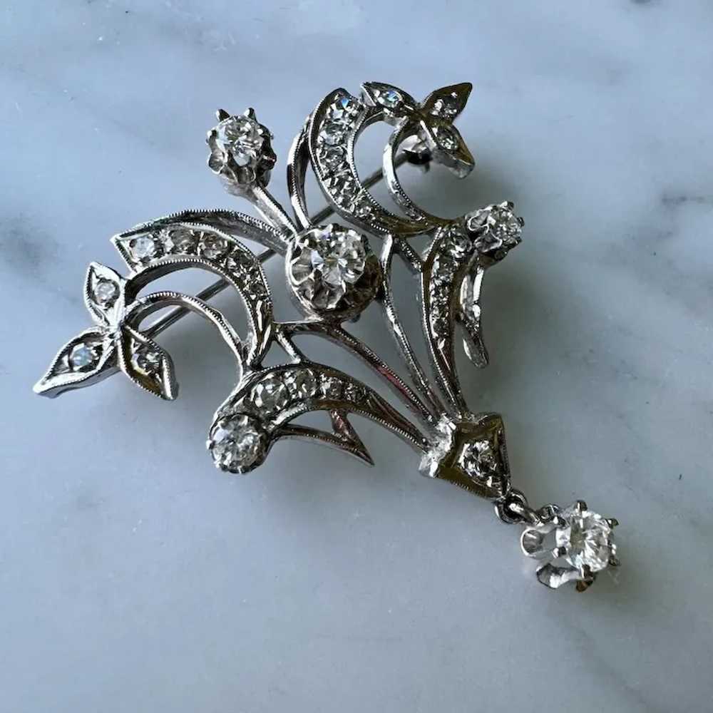 Beautiful Antique 14K White Gold Diamond Filigree… - image 3