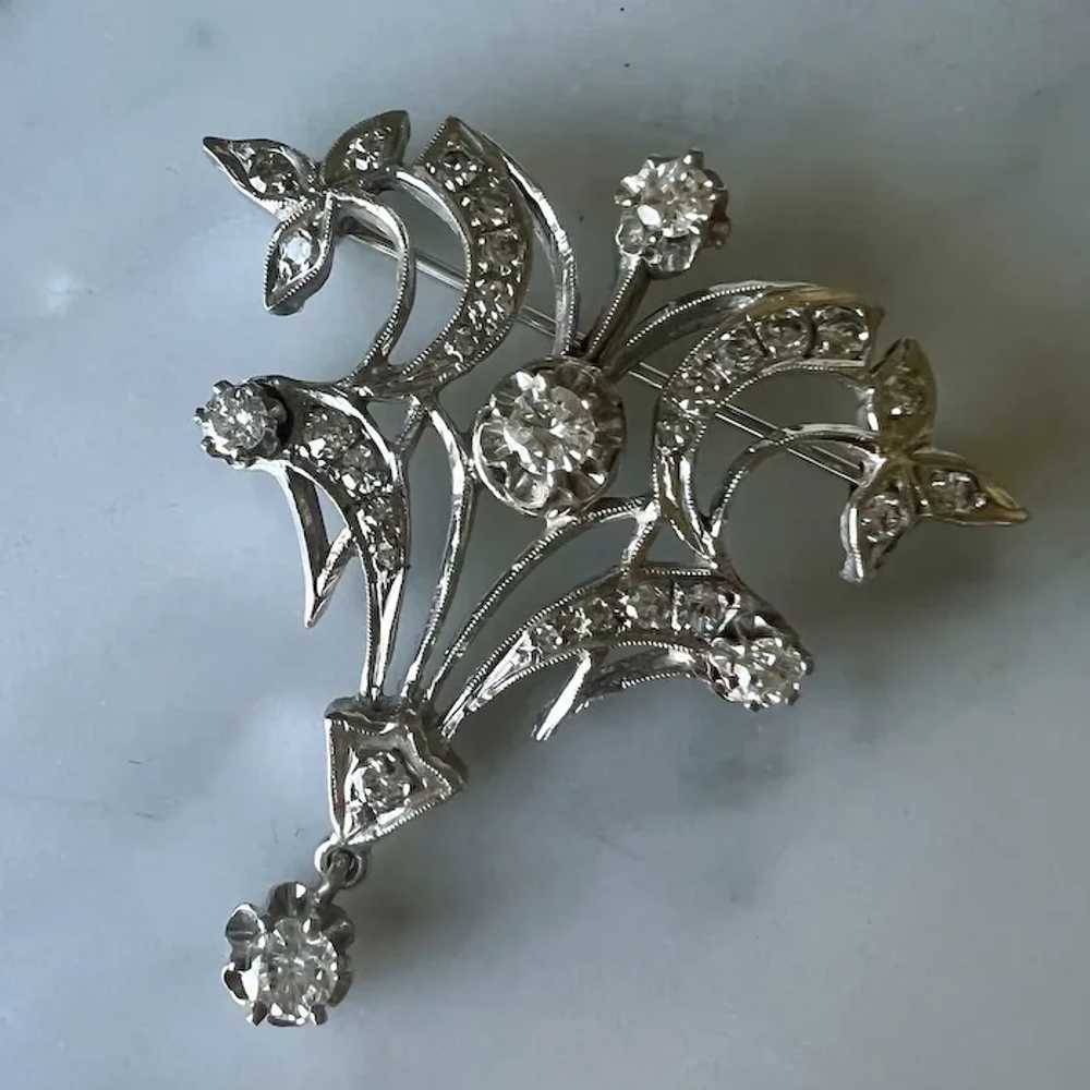 Beautiful Antique 14K White Gold Diamond Filigree… - image 6