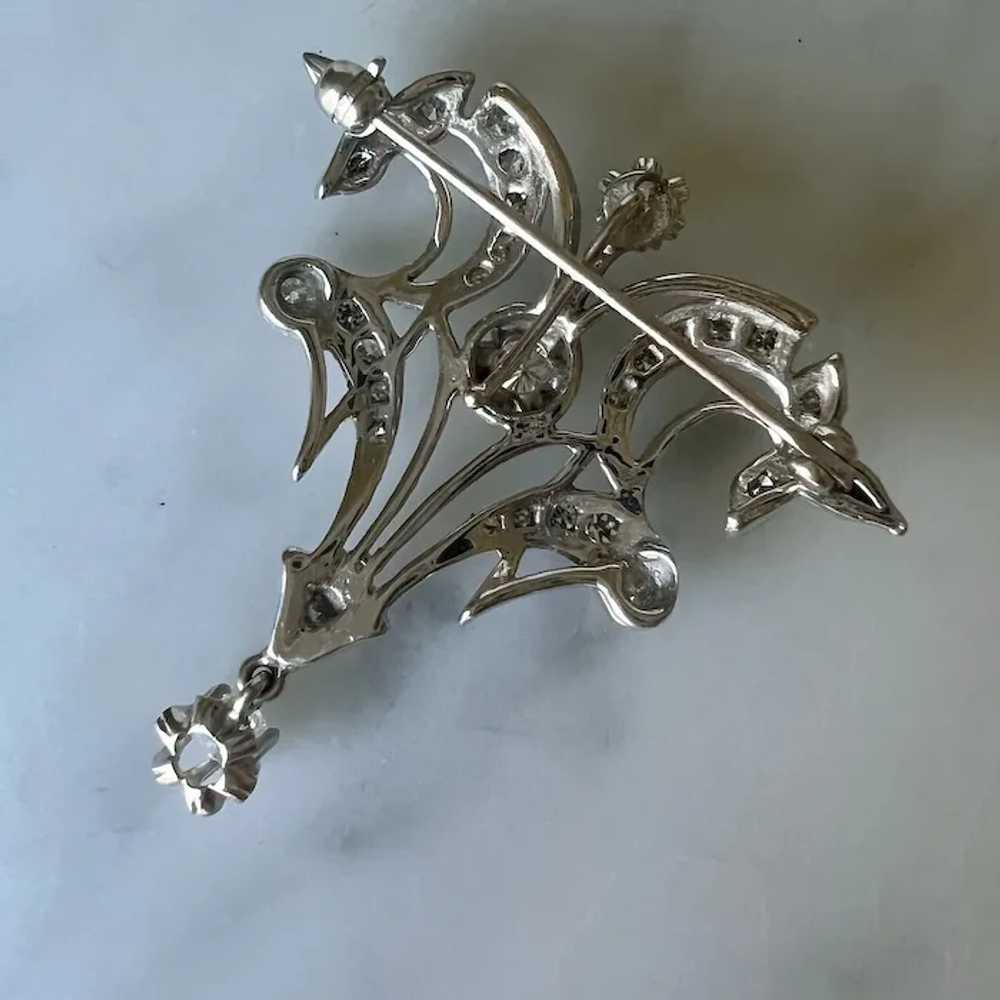 Beautiful Antique 14K White Gold Diamond Filigree… - image 7