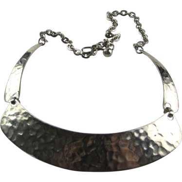 Silver Tone Hammered Adjustable Necklace
