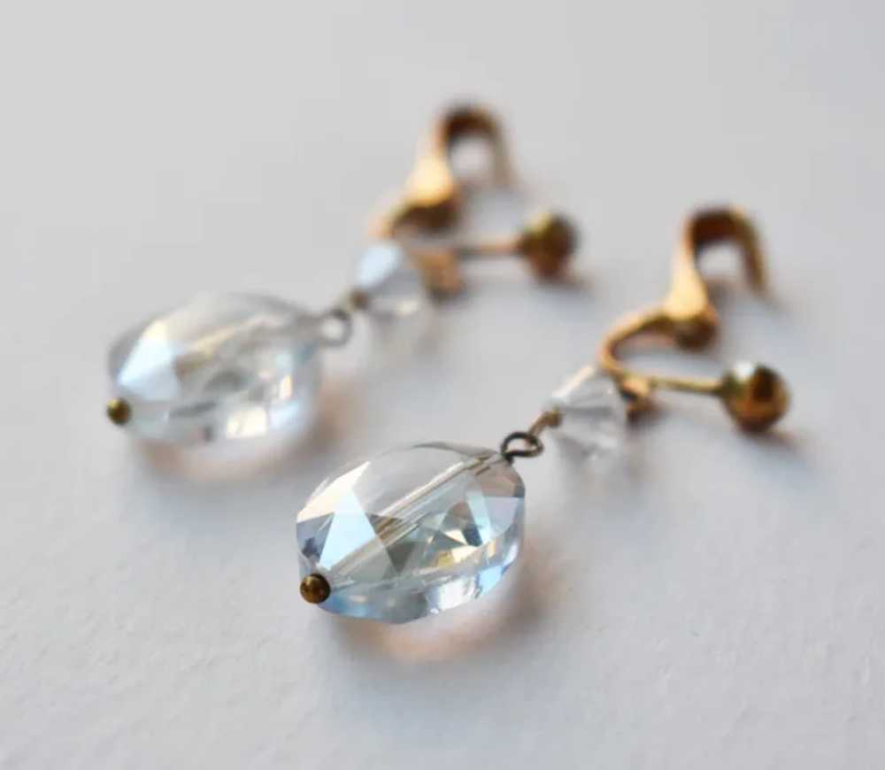 AB crystal earrings dangle, chunky rhinestone ear… - image 11