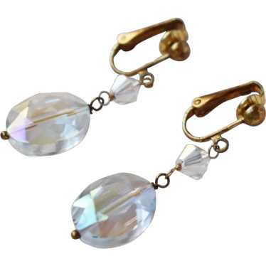 AB crystal earrings dangle, chunky rhinestone ear… - image 1