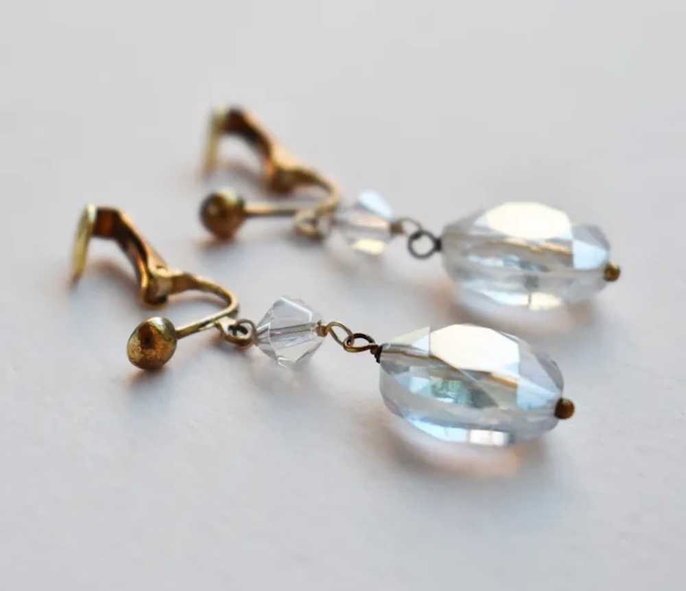 AB crystal earrings dangle, chunky rhinestone ear… - image 2