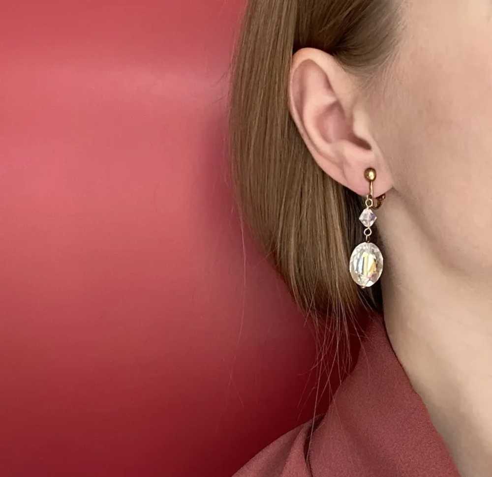 AB crystal earrings dangle, chunky rhinestone ear… - image 3