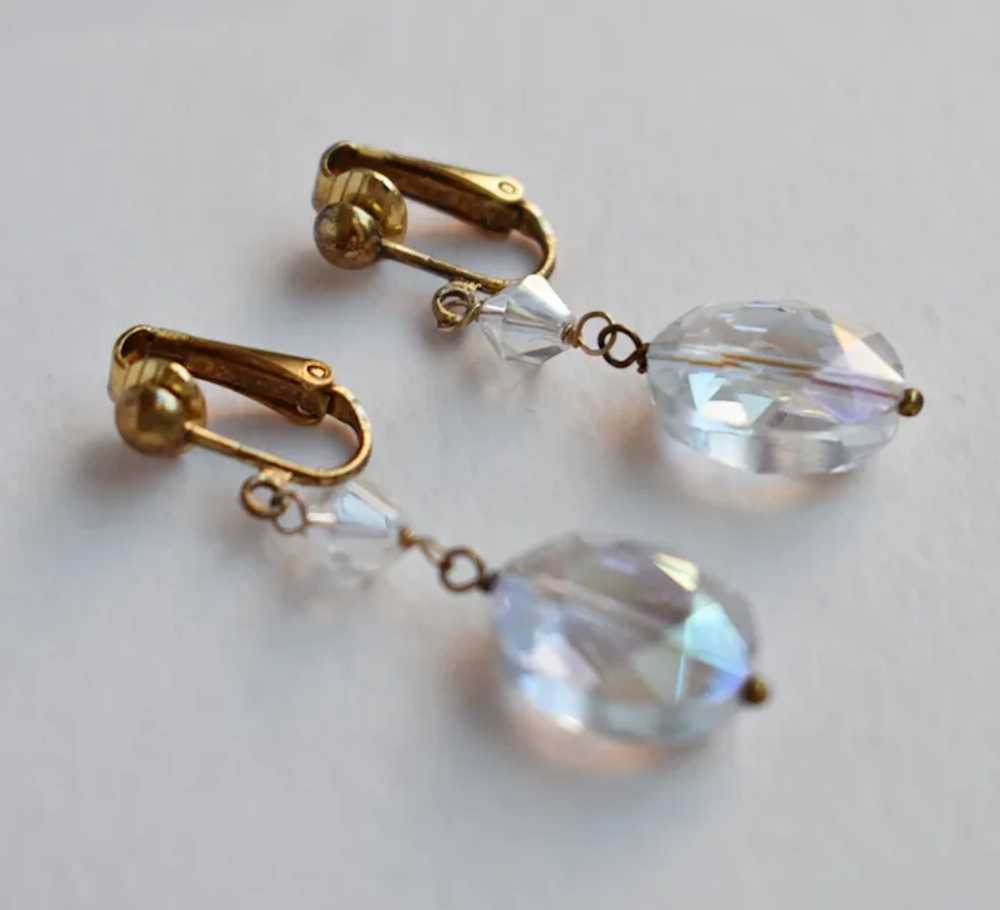 AB crystal earrings dangle, chunky rhinestone ear… - image 4