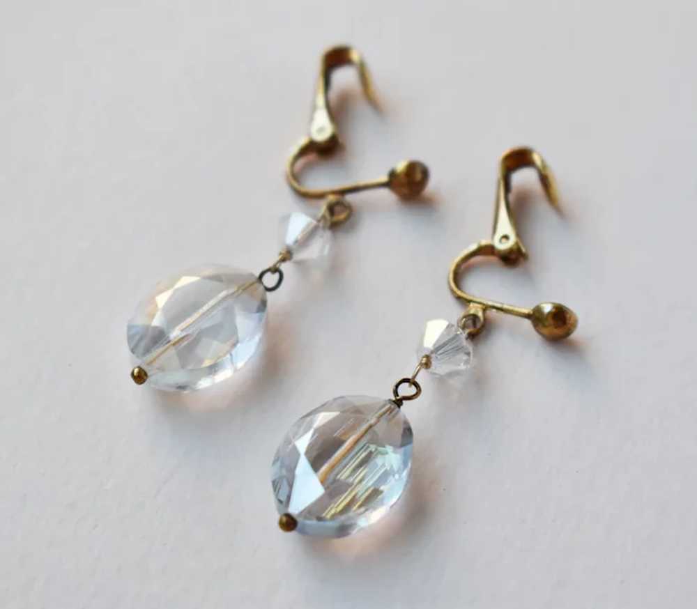 AB crystal earrings dangle, chunky rhinestone ear… - image 5