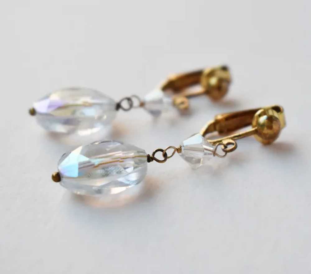 AB crystal earrings dangle, chunky rhinestone ear… - image 7