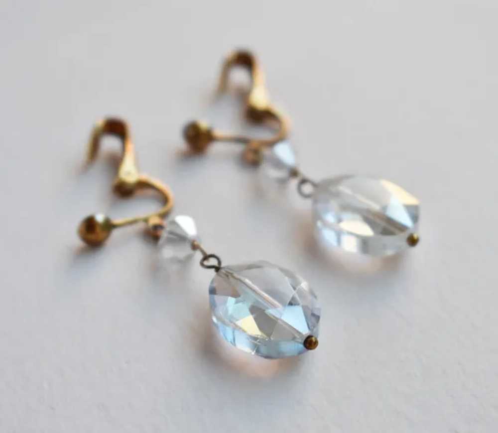 AB crystal earrings dangle, chunky rhinestone ear… - image 8