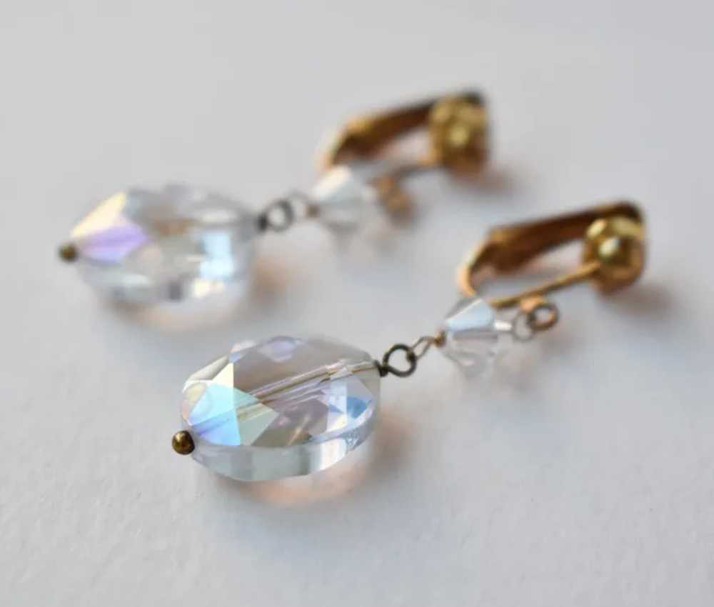 AB crystal earrings dangle, chunky rhinestone ear… - image 9