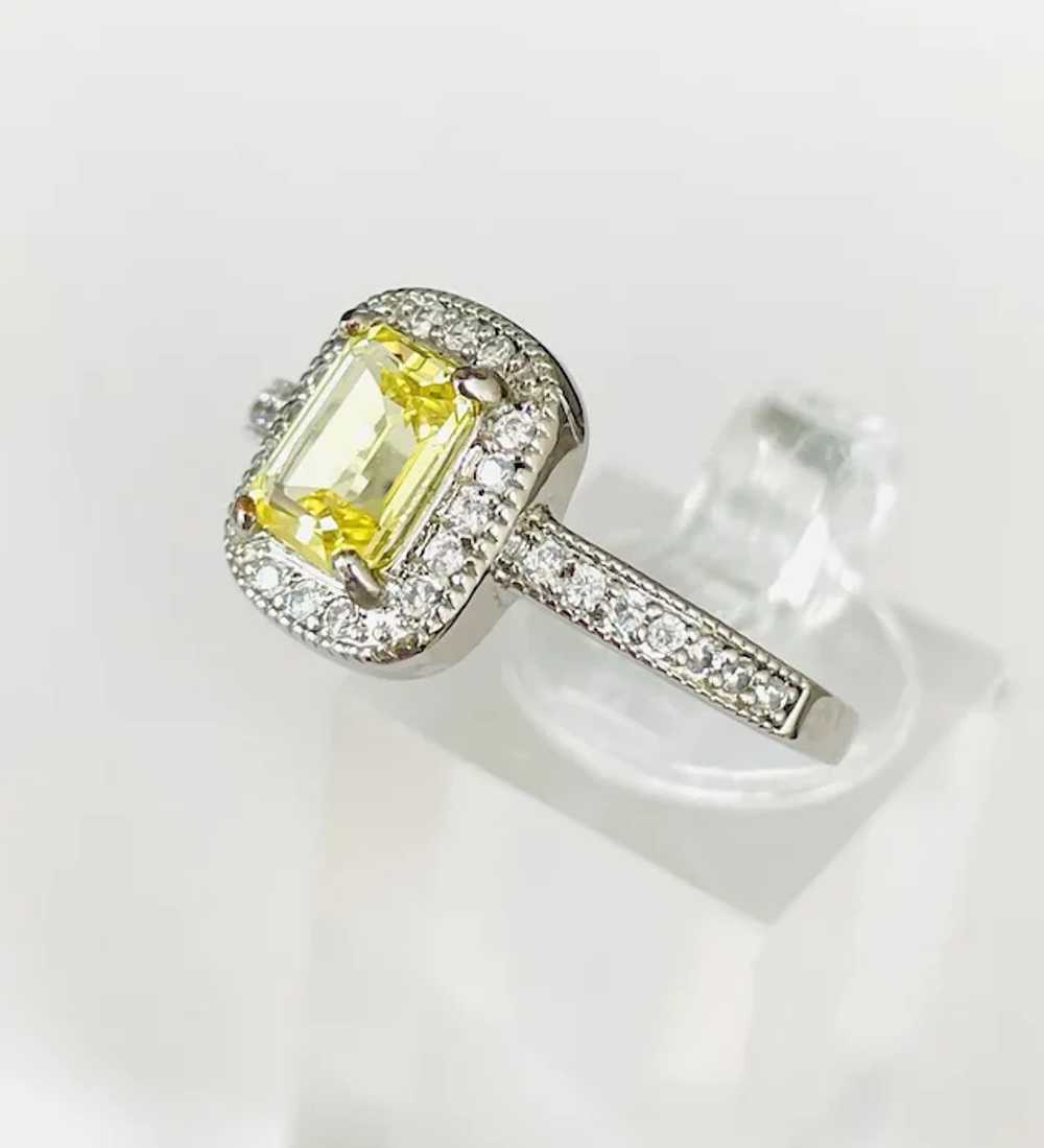 Solid Platinum Emerald Cut Lemon Yellow Sapphire … - image 4