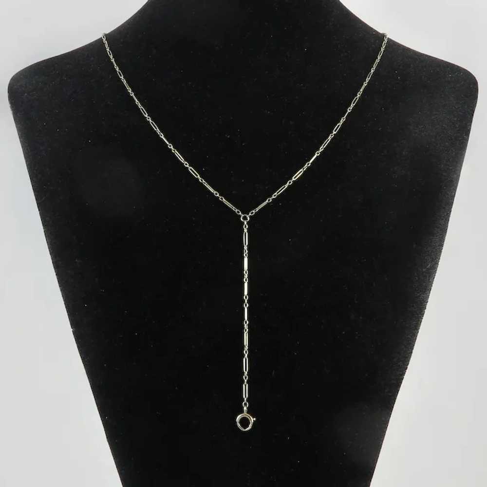 Antique 14K White Gold Watch or Lorgnette Chain 2… - image 2