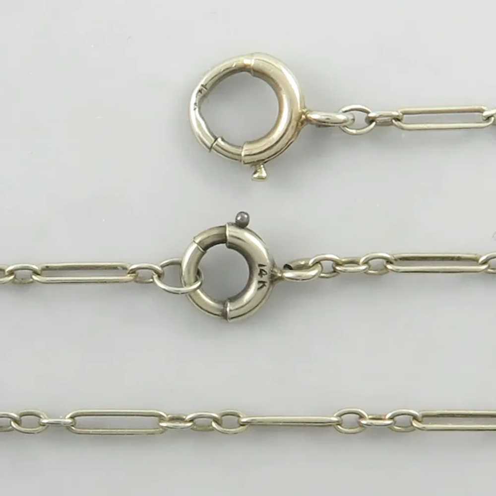 Antique 14K White Gold Watch or Lorgnette Chain 2… - image 7