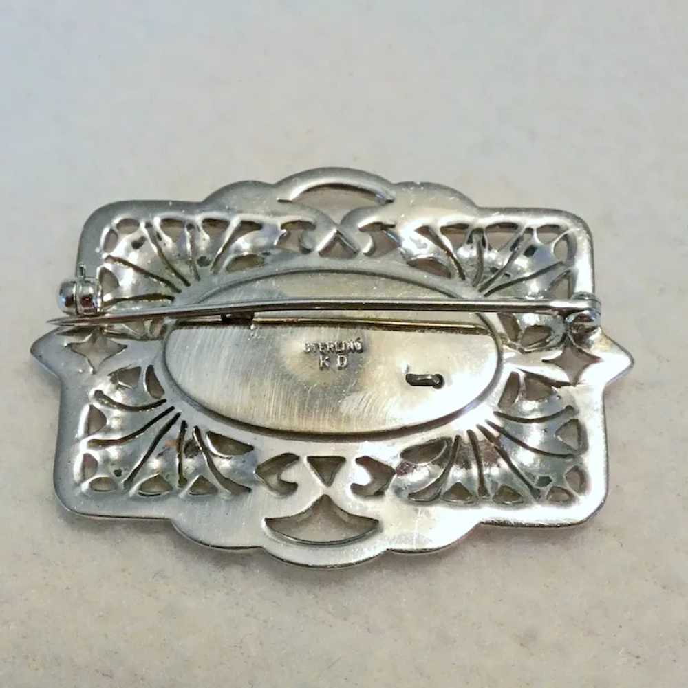 Art Deco Sterling & Marcasite Monogrammed Pin - image 2