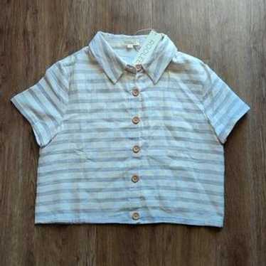 Nwt Roolee Striped Cropped Button Up Size Medium - image 1