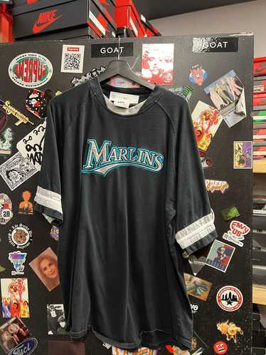 Florida Marlins MLB BASEBALL shops VINTAGE MIRAGE 1990s Size Medium Jersey Shirt!