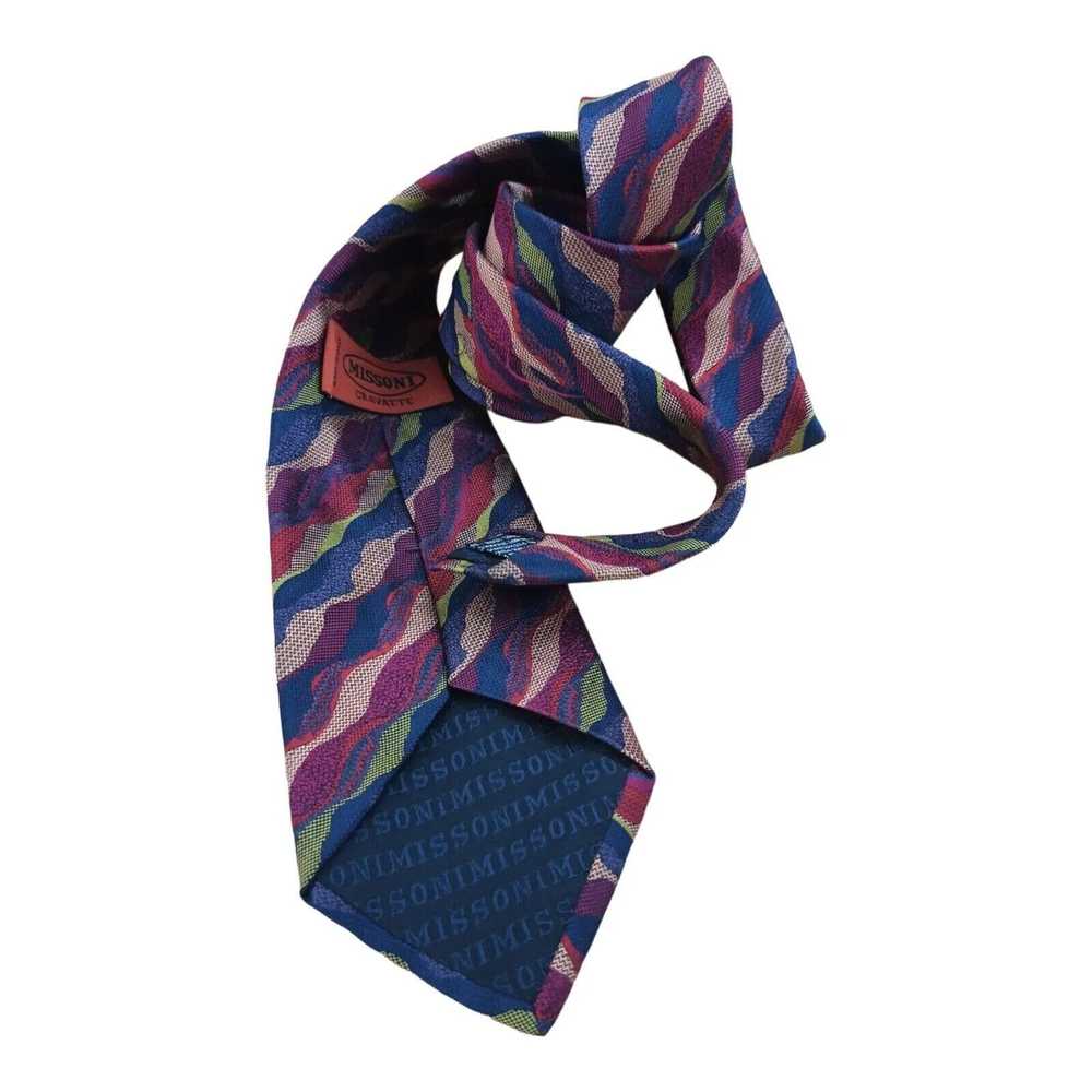 Missoni MISSONI Blue Wave Silk Tie ITALY 58"/ 3.7… - image 10