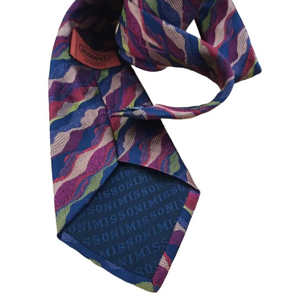 Missoni MISSONI Blue Wave Silk Tie ITALY 58"/ 3.7… - image 5