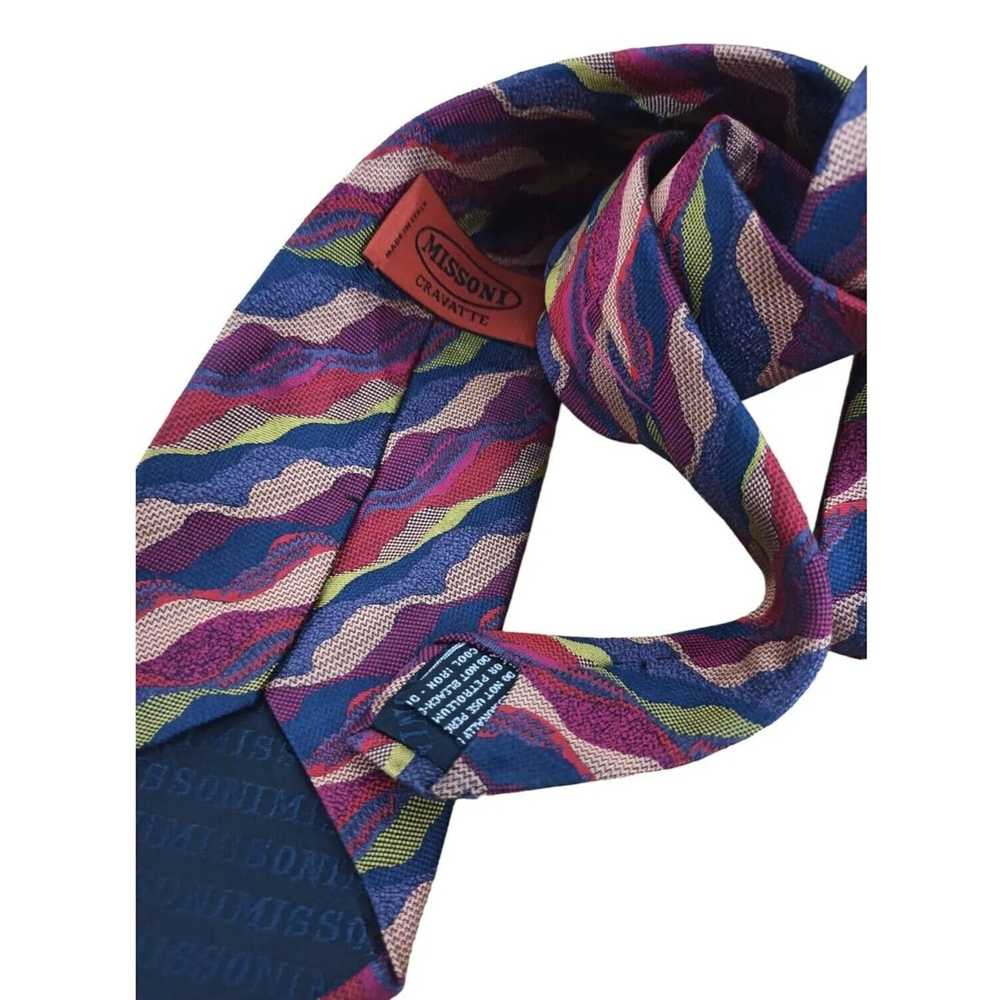 Missoni MISSONI Blue Wave Silk Tie ITALY 58"/ 3.7… - image 6