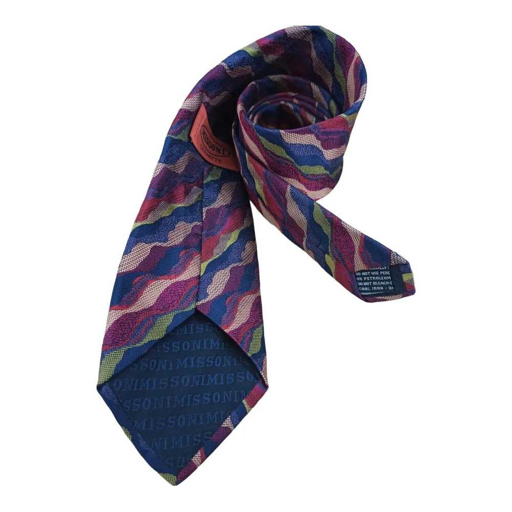 Missoni MISSONI Blue Wave Silk Tie ITALY 58"/ 3.7… - image 7