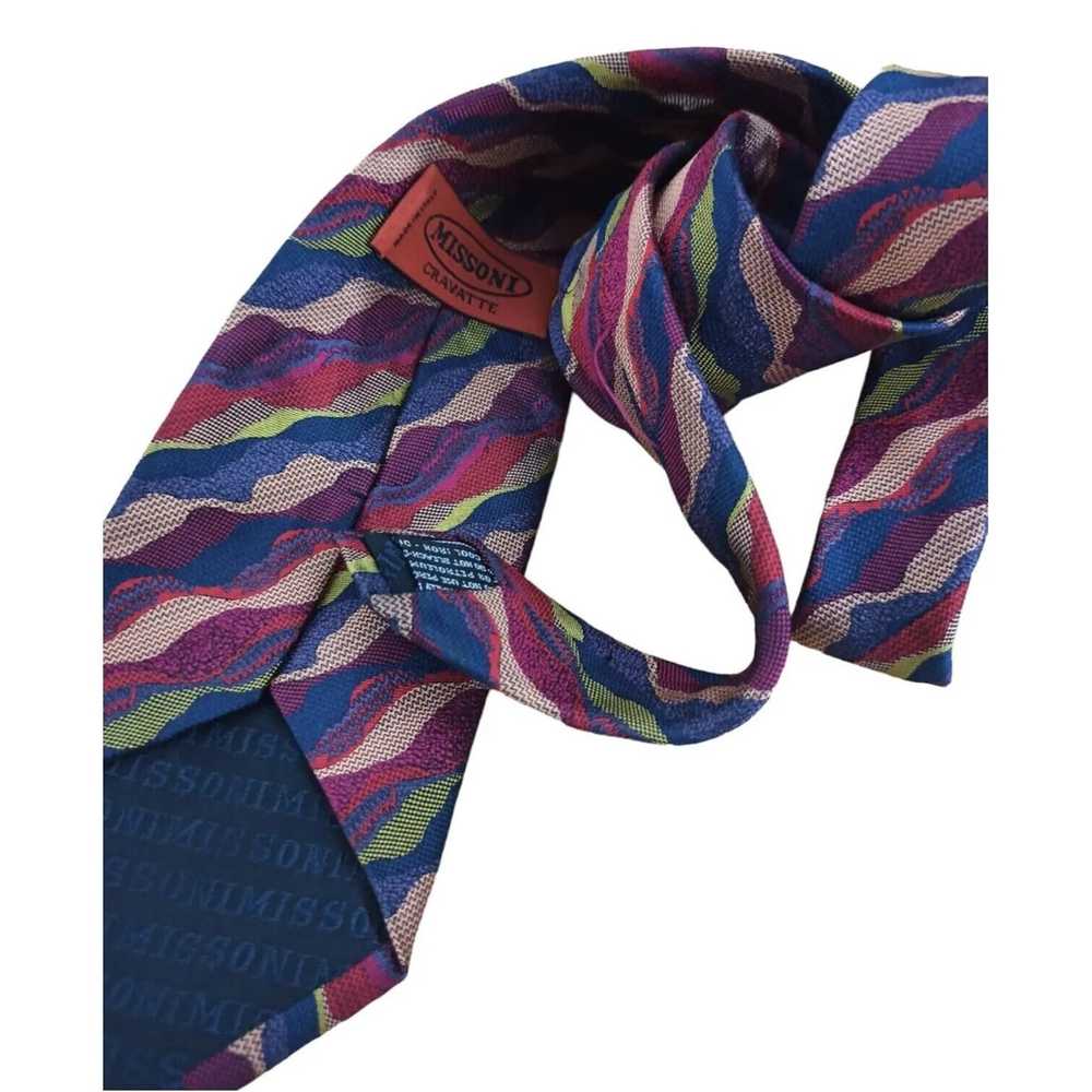 Missoni MISSONI Blue Wave Silk Tie ITALY 58"/ 3.7… - image 8