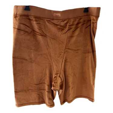 Skims Cozy Fuzzy Knit Shorts in Camel Brown Large/XL