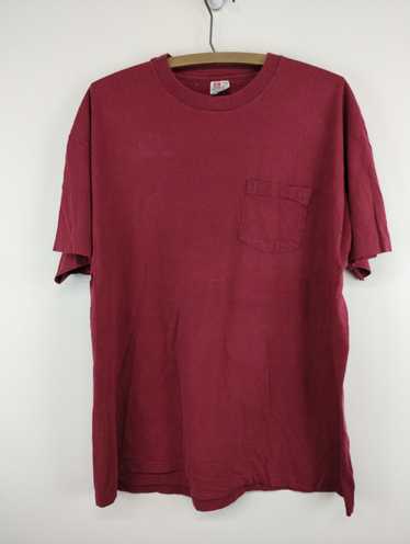 Tee × Tee Shirt × Vintage Vintge Blank Red Hanes … - image 1