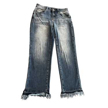 Earl Jean Womens Denim Jeans Medium Wash Mid Rise Pants Straight